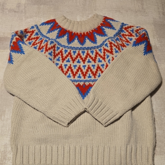 H&M Sweaters - H&M Beige Sweater with Red and Blue Design